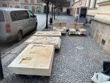 Restaurátorské práce na balkónech pardubické radnice